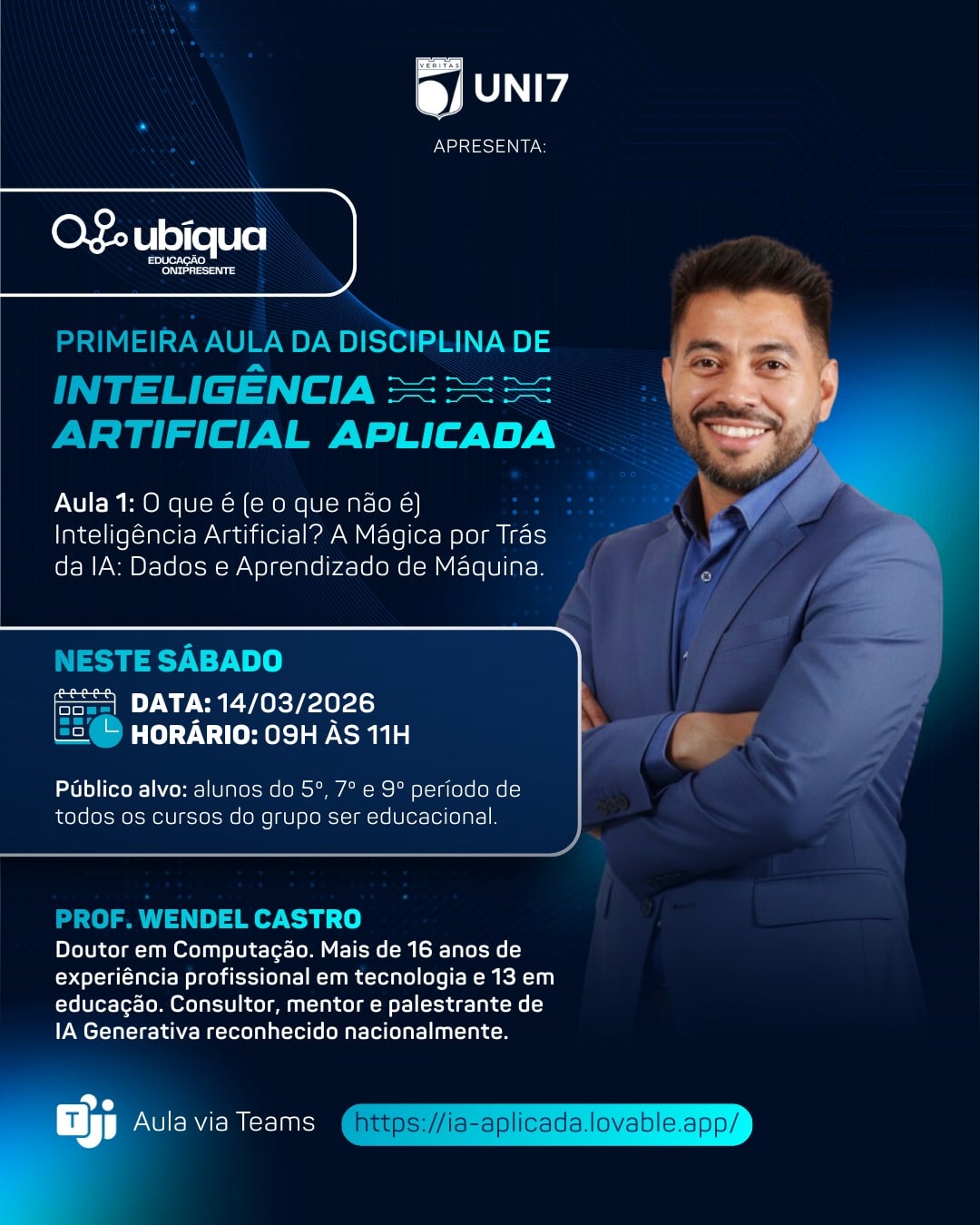 Banner de divulgação da disciplina IA Aplicada, promovida pela Ser Educacional